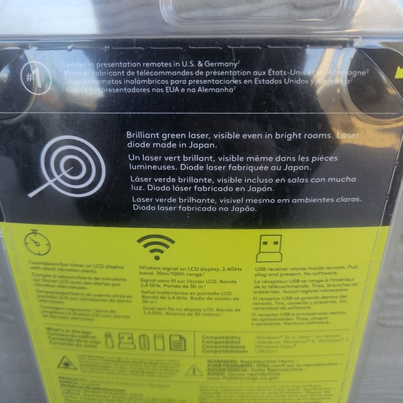 Logitech R800 Laser Presentation Remote PowerPoint Clicker Green Laser Timer - Picture 3 of 6